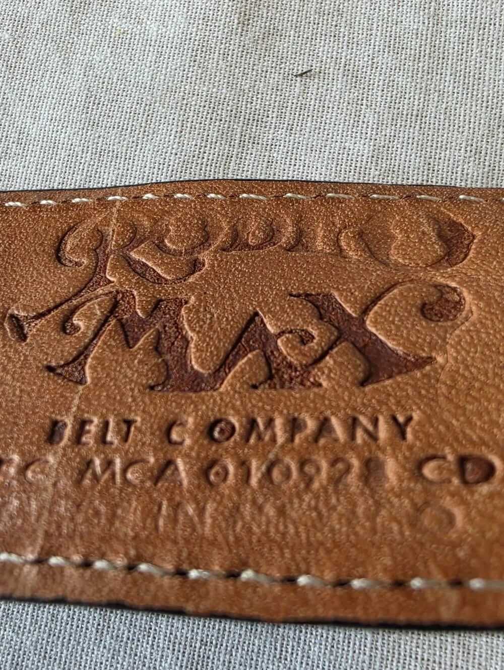 Rodeo Max Belt Company Vintage Ostrich Leather Belt Black Rodeo Buckle Size 36